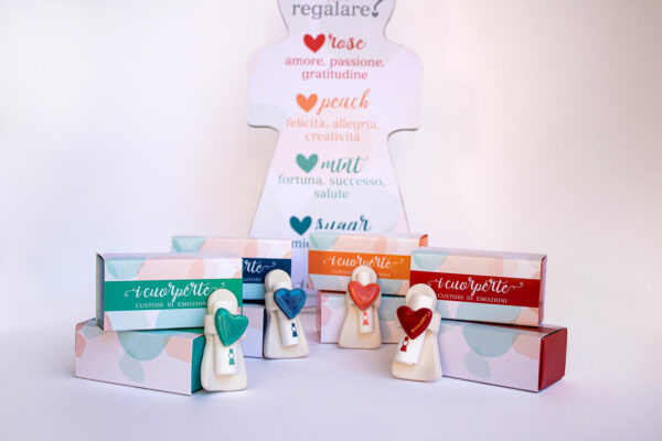 calamita angelo con cuore con confezione scatola