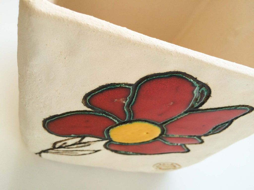 Portavaso fiore in ceramica decorata